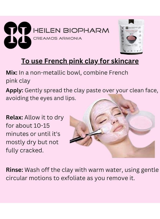 Heilen Biopharm French Pink Clay Powder For Supports Healthy Hydrated Skin - 200 g Pack of 1 - Image 3