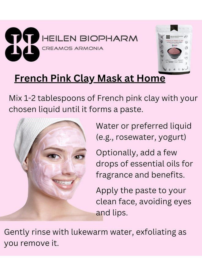 Heilen Biopharm French Pink Clay Powder For Supports Healthy Hydrated Skin - 200 g Pack of 1 - Image 4