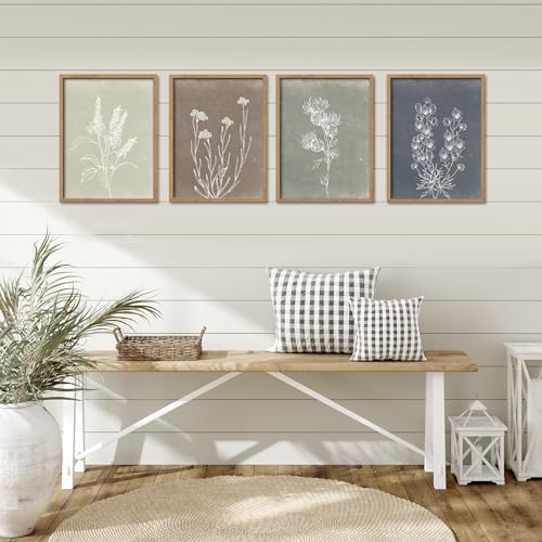 Heiple Framed Boho Wall Art Set of 4 Wooden Wall Art for Rustic Vintage Farmhouse Home Living Room Bedroom Bathroom Kitchen Wall Decor (Brown, 11"x14") - Image 3