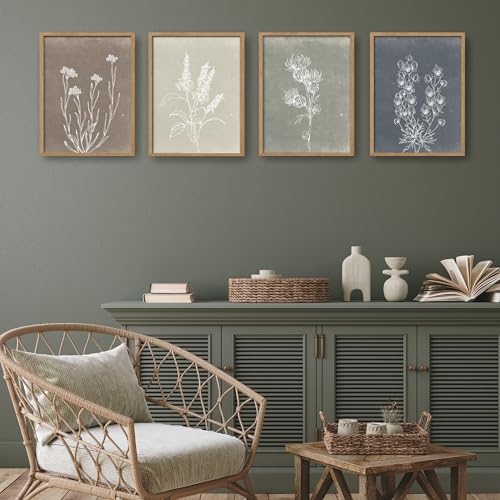 Heiple Framed Boho Wall Art Set of 4 Wooden Wall Art for Rustic Vintage Farmhouse Home Living Room Bedroom Bathroom Kitchen Wall Decor (Brown, 11"x14") - Image 4