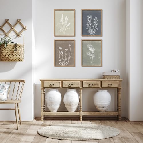 Heiple Framed Boho Wall Art Set of 4 Wooden Wall Art for Rustic Vintage Farmhouse Home Living Room Bedroom Bathroom Kitchen Wall Decor (Brown, 11"x14") - Image 2