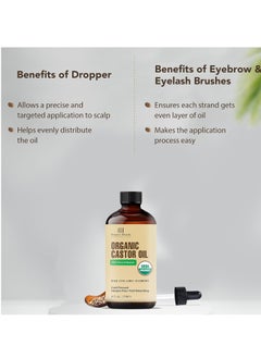 Botanic Hearth Botanic Hearth Castor Oil (4 fl oz) | USDA Certified Organic | 100% Pure & Hexane Free | Cold Pressed | Promotes Growth for Eyelashes, Eyebrows & Hair | Includes Eyebrow & Eyelash Brush  - Image 4