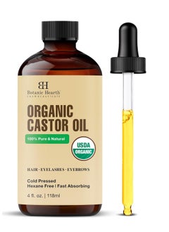 Botanic Hearth Botanic Hearth Castor Oil (4 fl oz) | USDA Certified Organic | 100% Pure & Hexane Free | Cold Pressed | Promotes Growth for Eyelashes, Eyebrows & Hair | Includes Eyebrow & Eyelash Brush  - Image 5