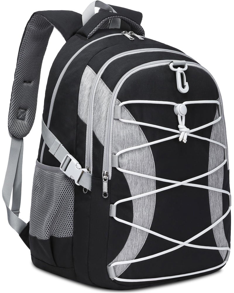 BLUEFAIRY Middle High School Backpack for Boys Girls Large Bookbag with Laptop Compartment Back to School Book Bags for Teens Teenagers Mochilas Escolares para NiÃ±os NiÃ±as (Black/Gray, Solid) - Image 1