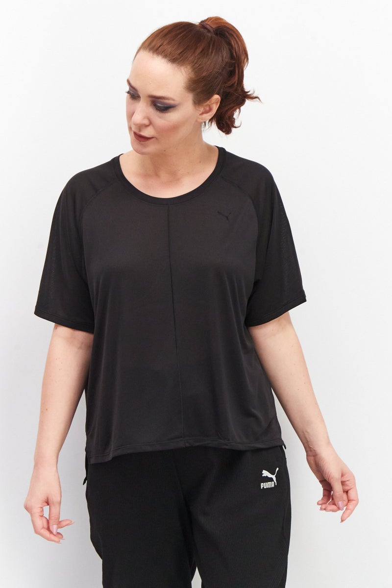 PUMA Women Relaxed Fit Brand Logo Training Top, Black - Image 1