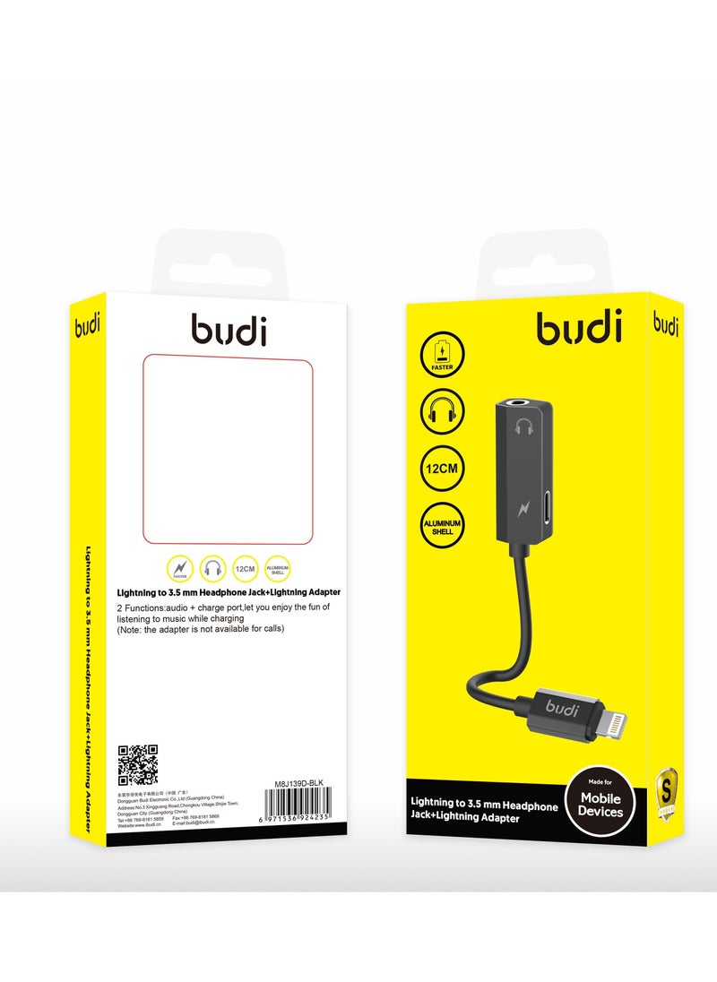 budi - Lightning to 3.5mm Headphone Jack and Charging Adapter 139D - Image 1
