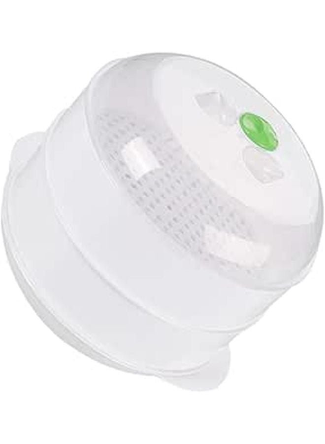 Double Layer Plastic Steamer Basket for Microwave and Stovetop Healthy Meal Prep - Image 1