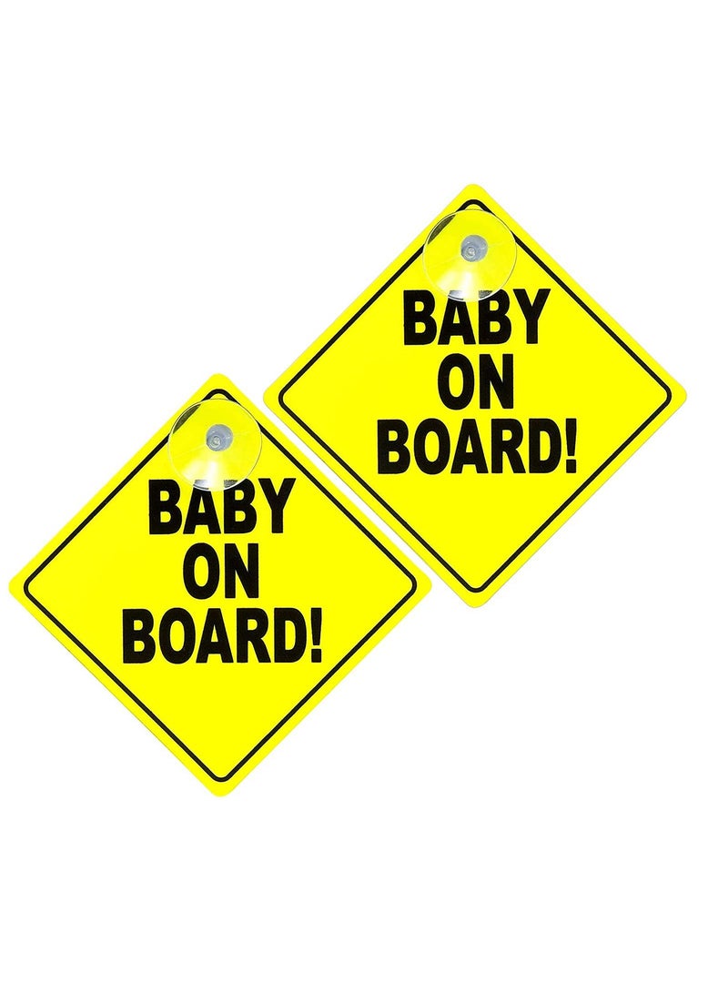 2 Pcs Baby On Board Signs Kids Safety Warning Baby on Board Stickers Premium PP With Powerful Suction Cups for Car - Image 1