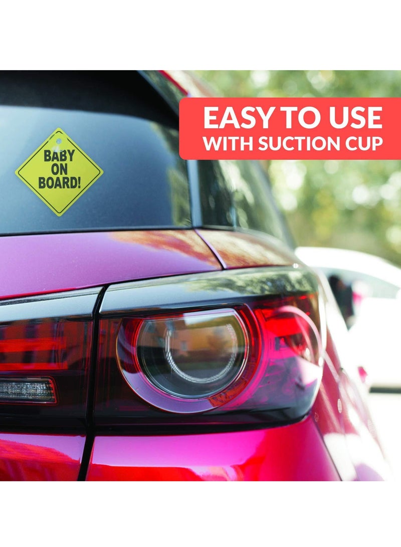 2 Pcs Baby On Board Signs Kids Safety Warning Baby on Board Stickers Premium PP With Powerful Suction Cups for Car - Image 2