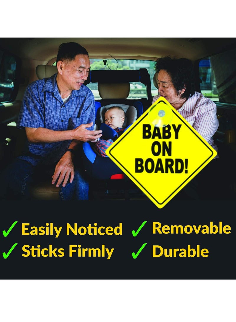 2 Pcs Baby On Board Signs Kids Safety Warning Baby on Board Stickers Premium PP With Powerful Suction Cups for Car - Image 4