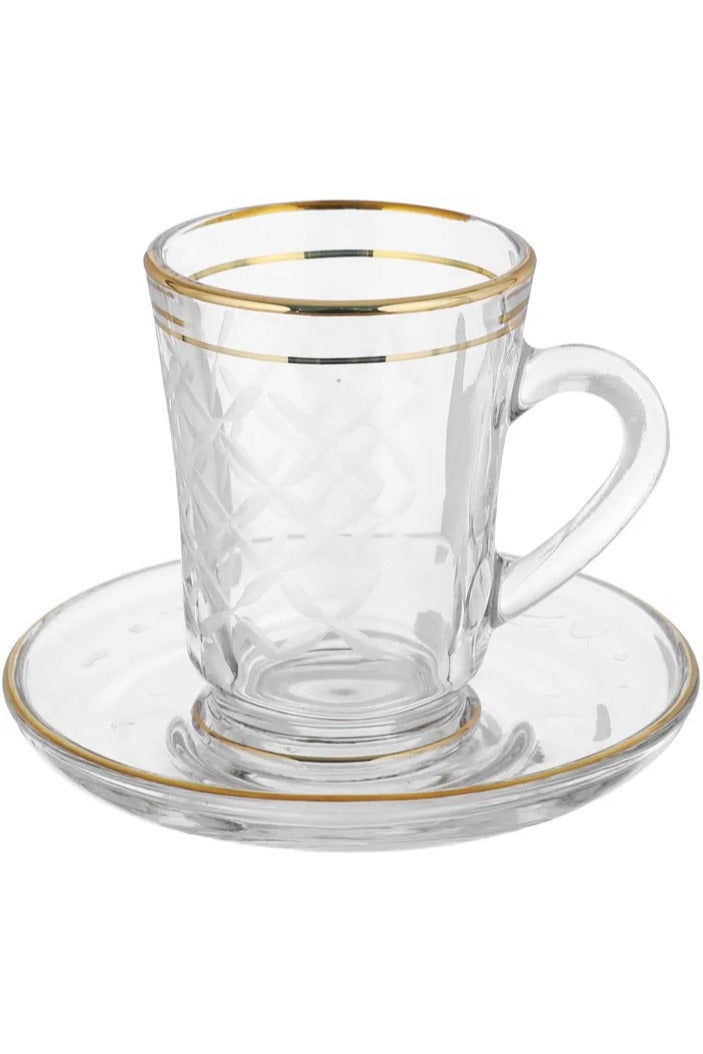 السيف غاليري طقم تقديم شاي وقهوة زجاج السيف غاليري، بذهبي، 26 قطعة - شفاف - Image 3