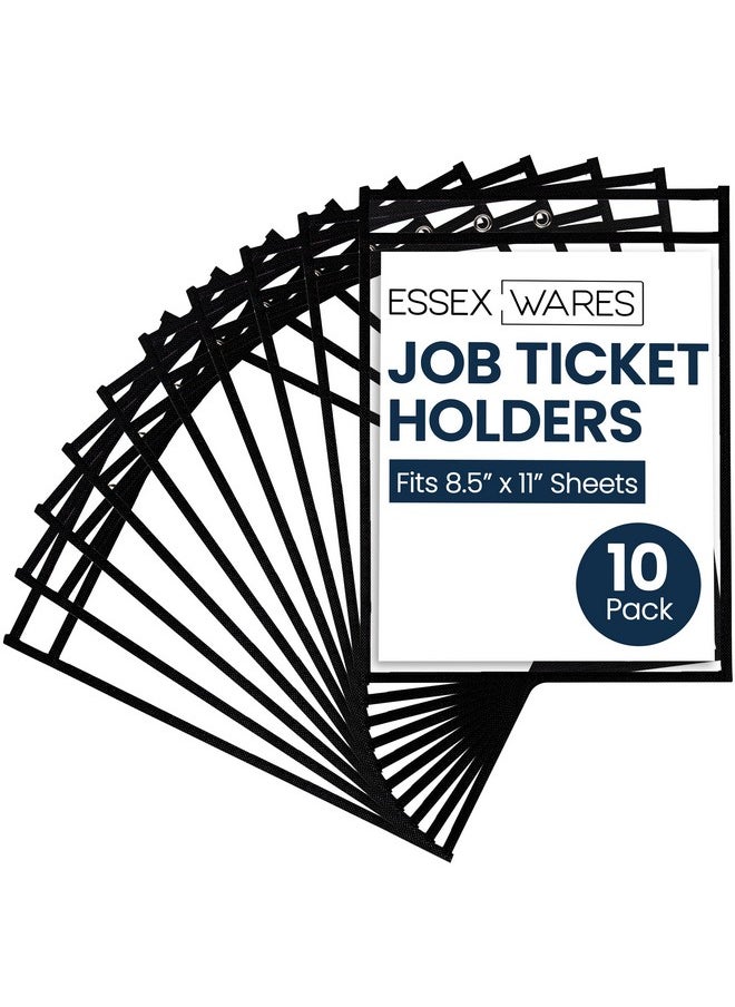 Essex Wares - 10 Pack, Black, Job Ticket Holders, 10" Wide X 13.5" Tall - Clear Plastic Shop Ticket Holders - Easy To Use, Reusable & Easy Erase Plastic Invoice Holders, Water-Resistant & Durable  - Image 1