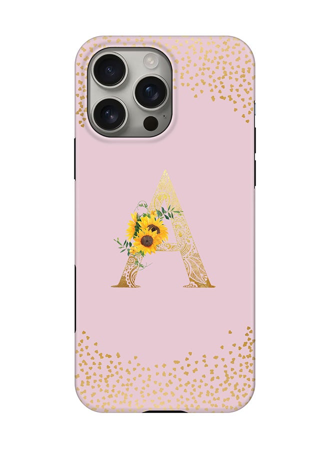 Stylizedd Tough Pro Magnetic Case for iPhone 16 Pro Max, Dual Layer hybrid PC + TPU Mobile Cover Matte - Custom Floral Monogram - A  (Pink ) - Image 1