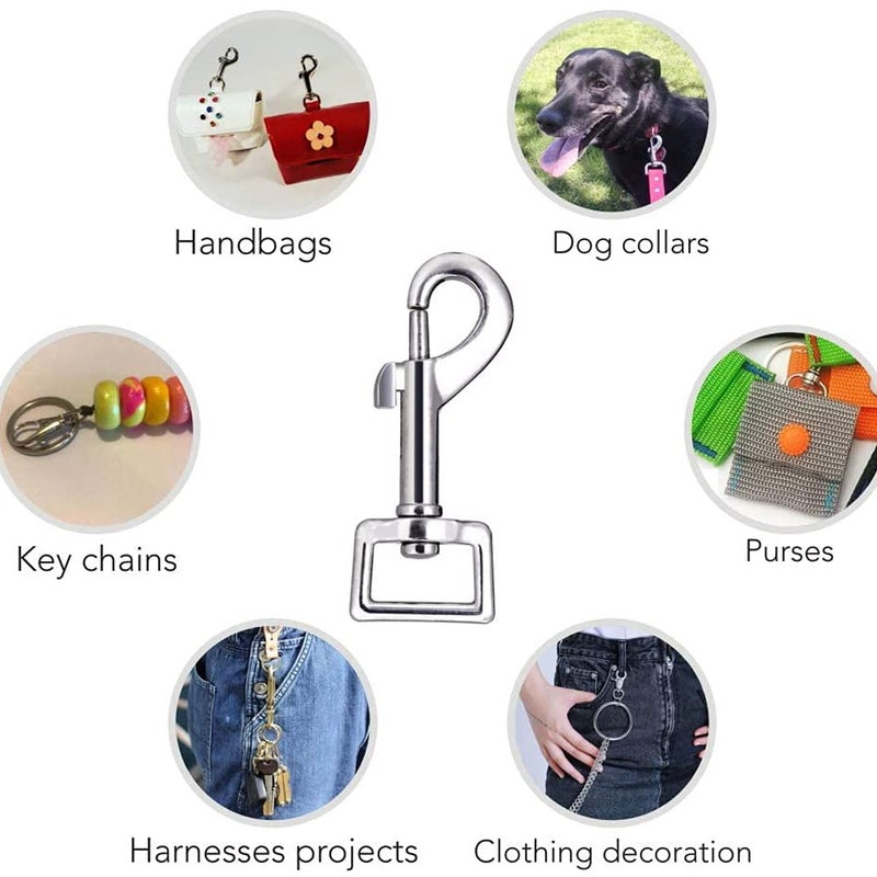 DIY Crafts 1 Antique Silver Swivel Snap Hooks Metal Heavy Duty Square Eye Clasp Buckle Trigger Clip Multi Best Spring Pet Buckle Key Chain for Linking Dog Lea 1 Antique Silver - Image 3