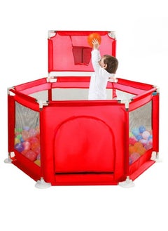 MUMS PLANET Baby Playpen, Foldable Baby Kids Playpen Activity Center Room, Baby Furniture Play Yard with Basketball Hoop, Sturdy Playpen with Anti-Slip Base for Indoor and Outdoor  - Image 1