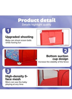 MUMS PLANET Baby Playpen, Foldable Baby Kids Playpen Activity Center Room, Baby Furniture Play Yard with Basketball Hoop, Sturdy Playpen with Anti-Slip Base for Indoor and Outdoor  - Image 4