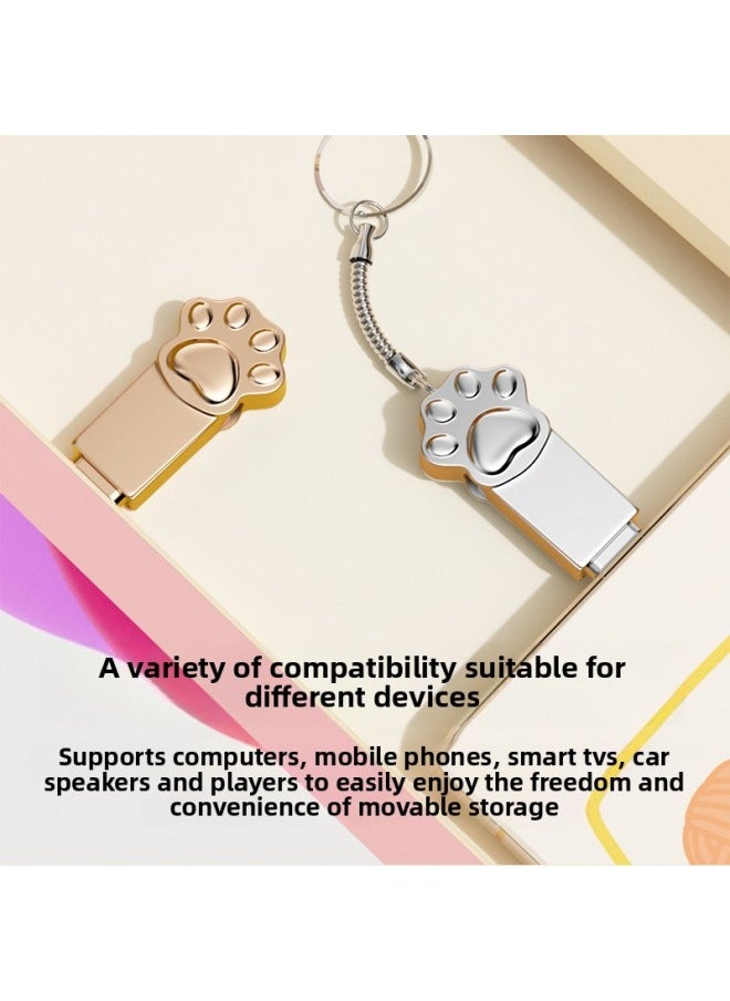 Generic Dual-interface High-speed USB Flash Drive Type-c Mobile Phone U Disk Computer Dual-purpose Cute Female Cat Claw Cartoon Memory Expansion-Capacity:64g Rose Gold [personalized Signature]-Interface:Type-C  - Image 4