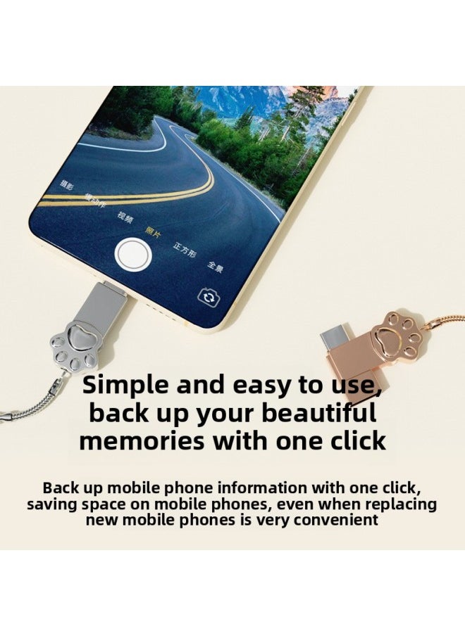 Generic Dual-interface High-speed USB Flash Drive Type-c Mobile Phone U Disk Computer Dual-purpose Cute Female Cat Claw Cartoon Memory Expansion-Capacity:64g Rose Gold [personalized Signature]-Interface:Type-C  - Image 3