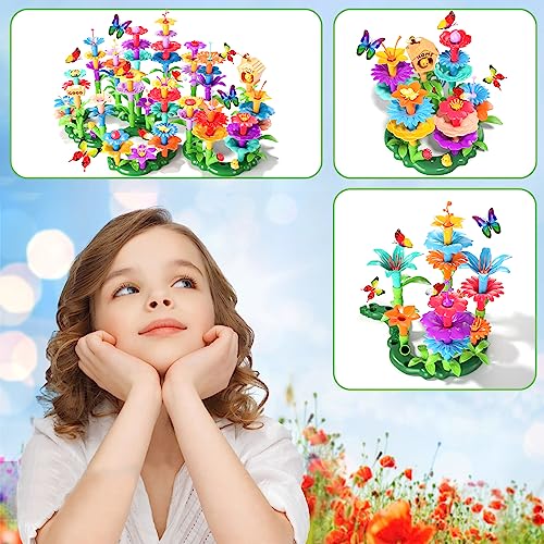 Doloowee 184Pcs Flower Garden Building Toys for Girls 3 4 5 6 7 Year Old, Upgrade DIY Building Stacking Toys, STEM Preschool Educational Toddler Toys Brain Development Kindergarten Kids Toy - Image 4