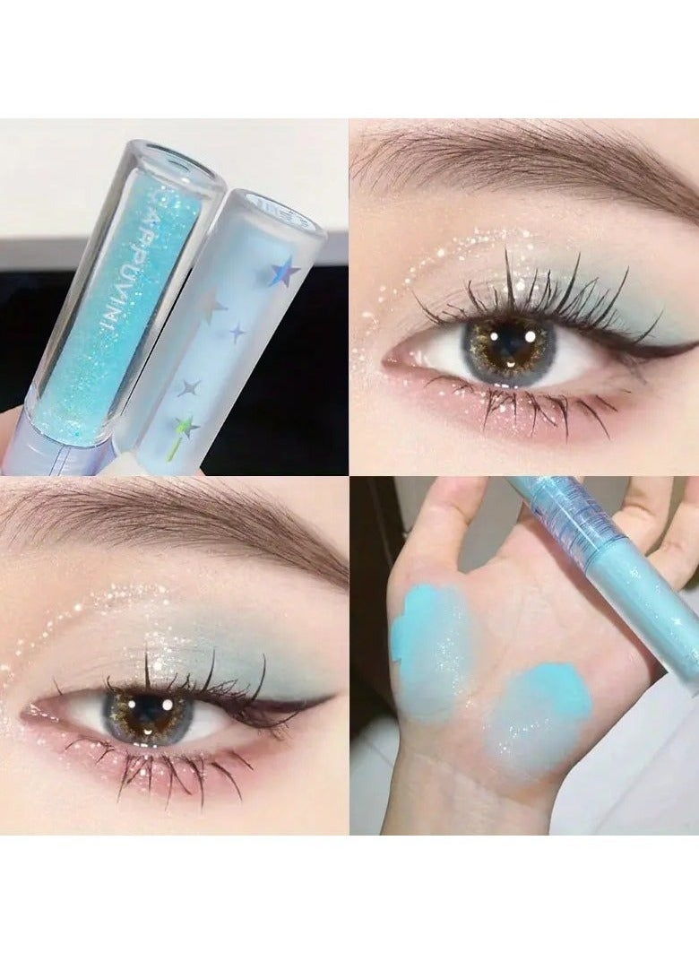Cappuvini Double-headed Liquid Eyeshadow Eyeliner Pen, Matte Sequins Pearly Glitter Eye Makeup, Eyelid Under Crease Brightening Liquid Teardrop Makeup For Music Festival #01 - Image 1