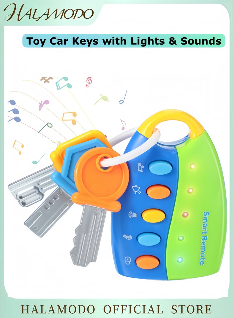 هالامودو مفاتيح سيارة لعبة مع أضواء وأصوات، لعبة تفاعلية للأطفال، مفاتيح وهمية، ألعاب موسيقية ممتعة وتعليمية للأطفال الصغار، 10 أشهر - Image 1
