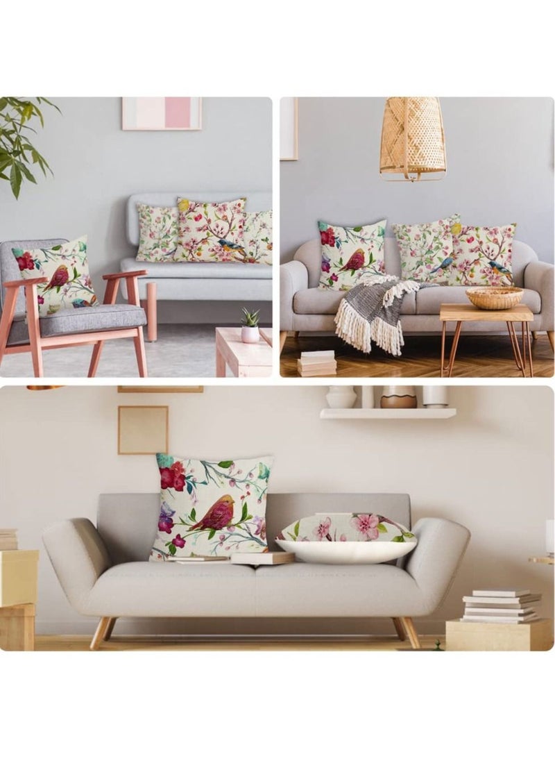 Y&D Spring Floral Linen Pillowcase a Set of 4 Pillowcases for Sofa Living Room Home Decor Digital Printing Furnishing Cushion Cover  - Image 2