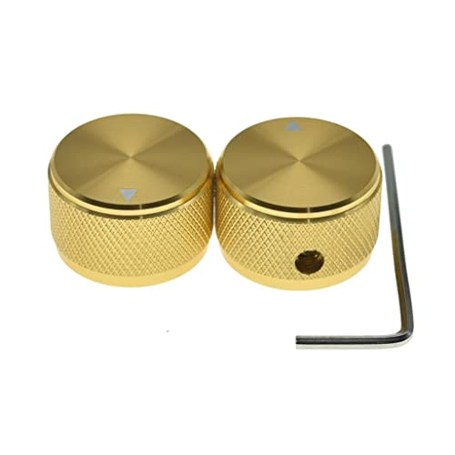 KAISH 2Pack 636425mm Diam Aluminium Potentiometer Knobs 14 Universal Metal Pot Knobs with Indicator and Set Screw for GuitarBassAMP AmplifierPower AmplifierPreampsAudio Equipments Gold - Image 1