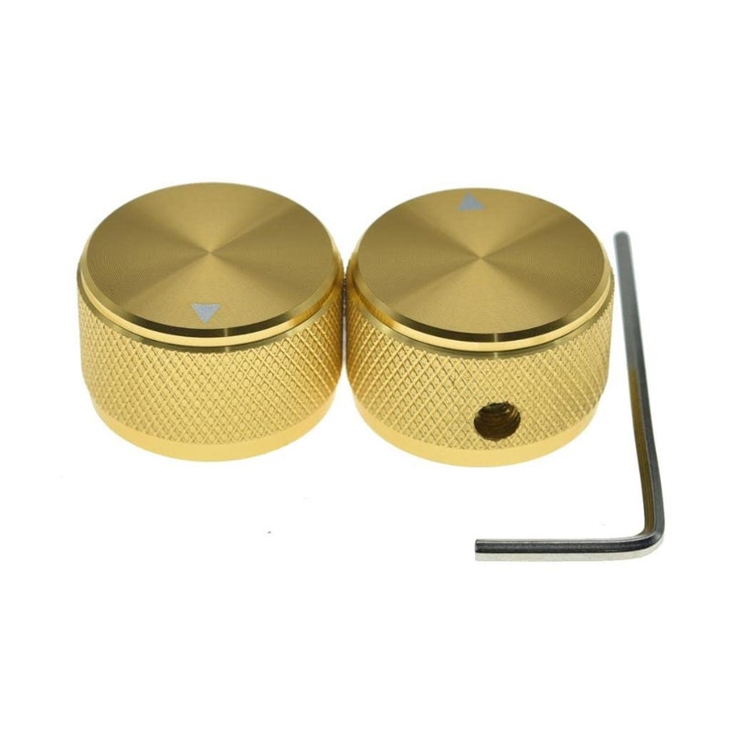 KAISH 2Pack 636425mm Diam Aluminium Potentiometer Knobs 14 Universal Metal Pot Knobs with Indicator and Set Screw for GuitarBassAMP AmplifierPower AmplifierPreampsAudio Equipments Gold - Image 2