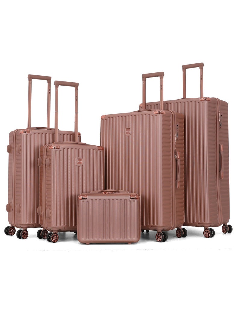 DILIXI Hardside Luggage Trolley Bag 5 Pieces set,Rose Gold (BC-12,S-20,M-24,L-28,XL-32 Inch) - Image 1