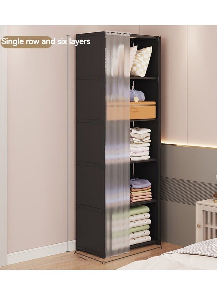 XiuWoo 6 Layers Dustproof Wardrobe For Clothes Side Cabinets Household Bedroom Storage With Door Cover Simple Assembly Storage Cabinet Hanging Wardrobe Rental Room Wardrobe - Image 1