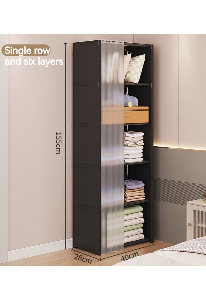 XiuWoo 6 Layers Dustproof Wardrobe For Clothes Side Cabinets Household Bedroom Storage With Door Cover Simple Assembly Storage Cabinet Hanging Wardrobe Rental Room Wardrobe - Image 3