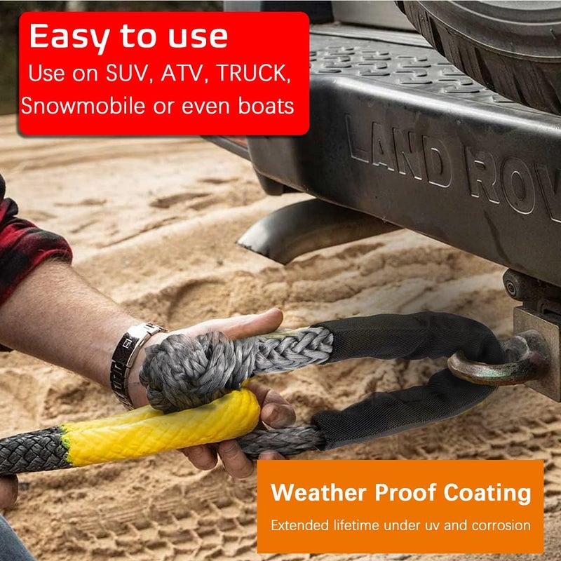 SCHTUMPA Soft Shackle Synthetic Road Recovery Rope 1/2' X 22 Inch (57,000LBS) Breaking Strength for Sailing SUV ATV 4X4 Truck 2 Pack -Safer Than Metal Shack - Image 5