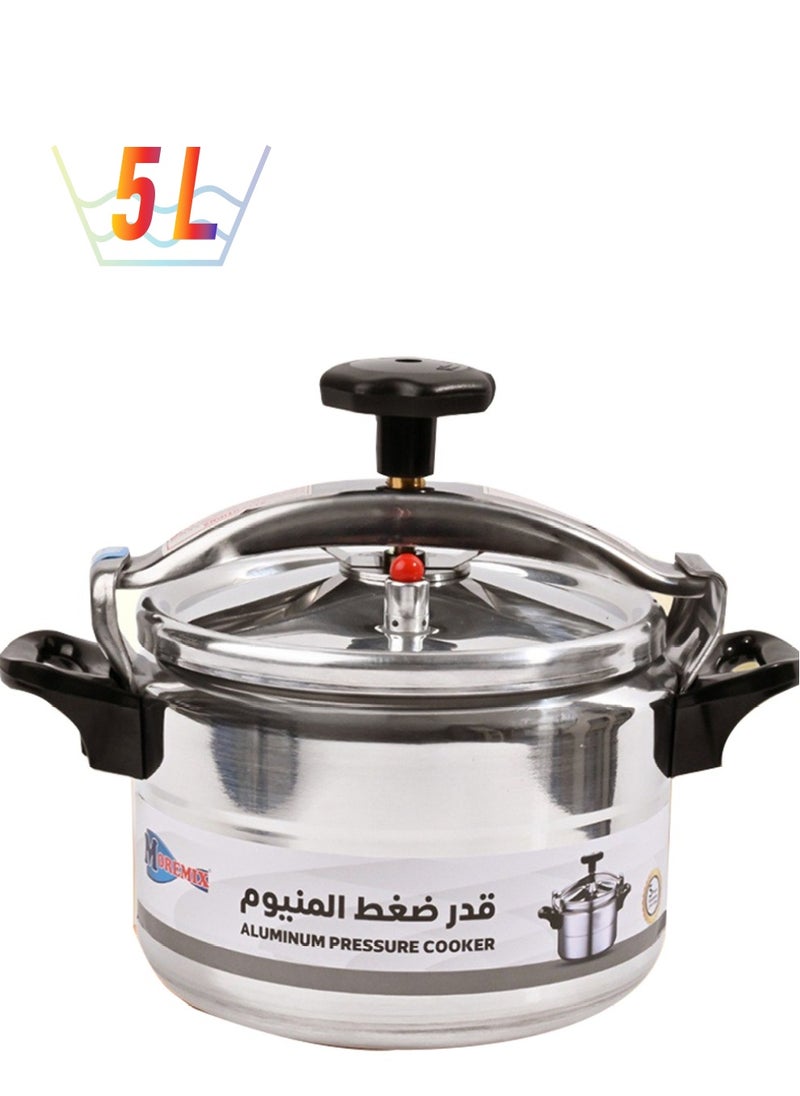 Generic Aluminum Pressure Cooker,5 Liter, Durable Design, 5-Year Warranty, Ideal for Fast and Healthy Cooking  - Image 1