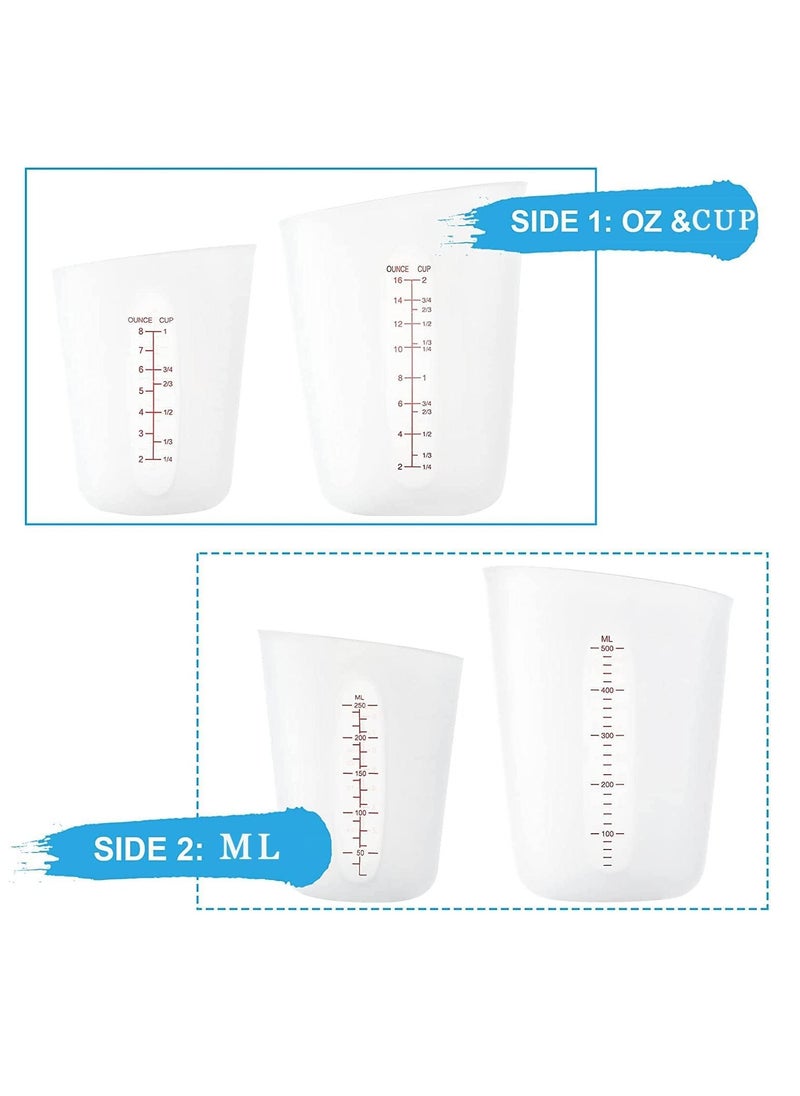 SYOSI 6PCS Silicone Measuring Cup Set for Cooking and Resin - Includes 3x 8OZ & 3x 16OZ Cups, BPA Free, Squeeze & Pour, Microwave and Dishwasher Safe  - Image 3
