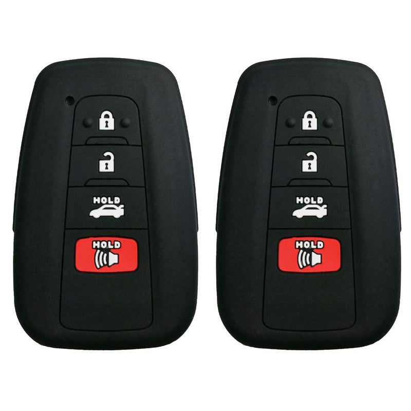 Coolbestda 2Pcs Rubber 4buttons Smart Key Fob Full Protector Remote Skin Cover Case Keyless Jacket for 2019 2020 2021 2022 2023 2024 Toyota Highlander Camry Avalon C-HR Prius Corolla HYQ14FBC