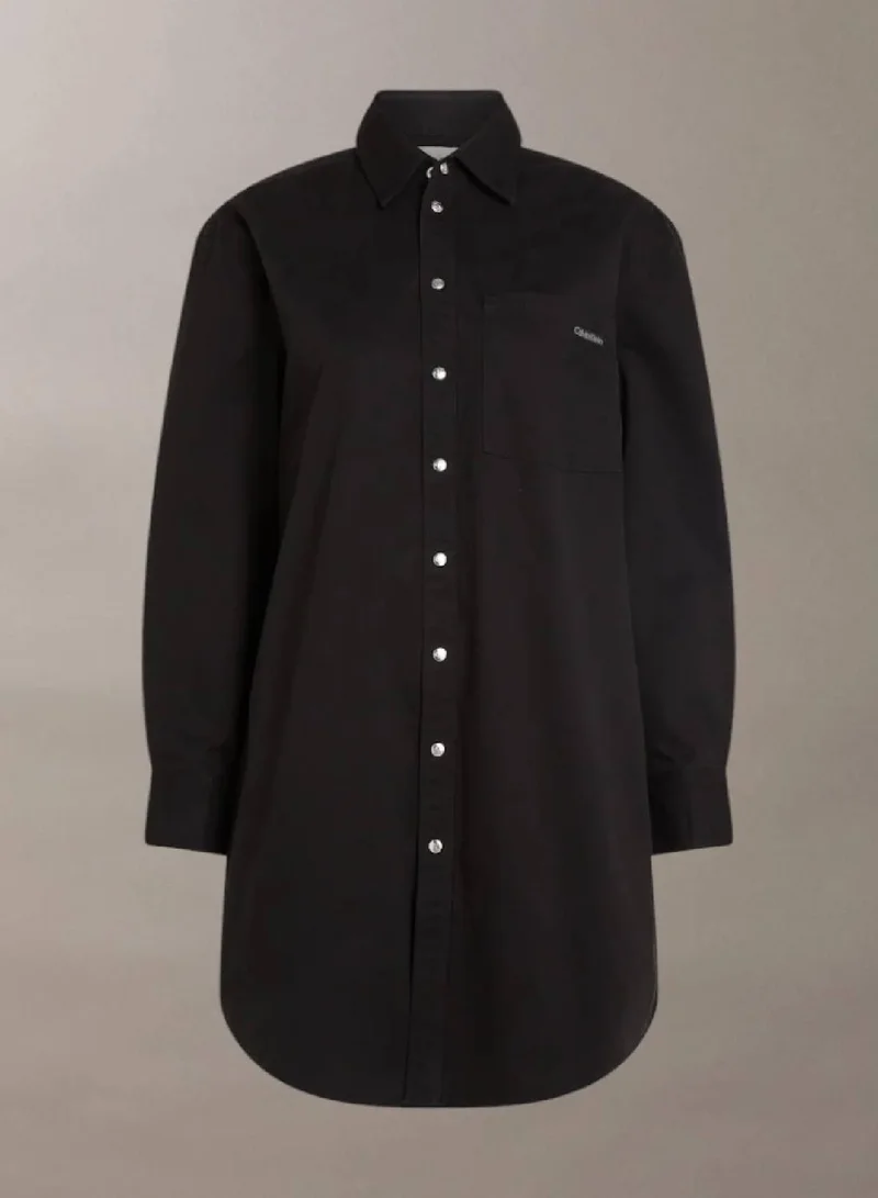 Calvin Klein Jeans Ck Black Relaxed Shirt Dress for Women | Best Price UAE