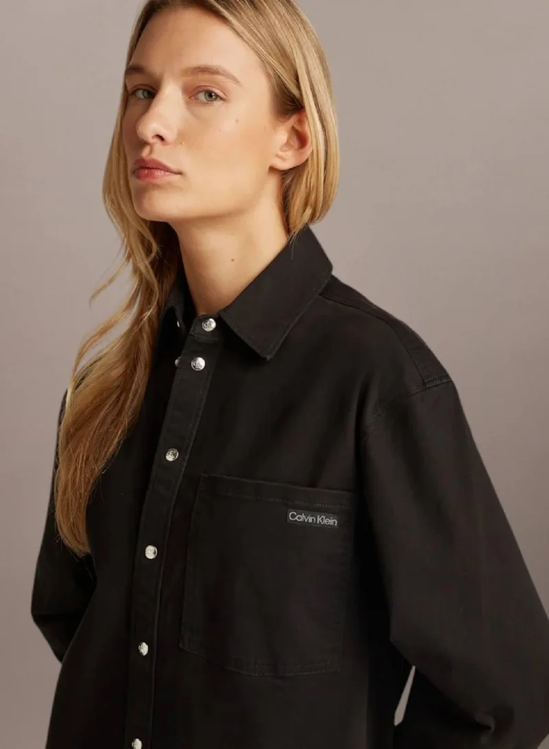 Calvin Klein Jeans Ck Black Relaxed Shirt Dress for Women | Best Price UAE