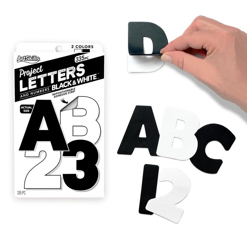 ArtSkills Poster Letters 25 Paper Letters for Poster Board Projects Classroom Bulletin Boards Sign Making Supplies Black White 335 Pieces