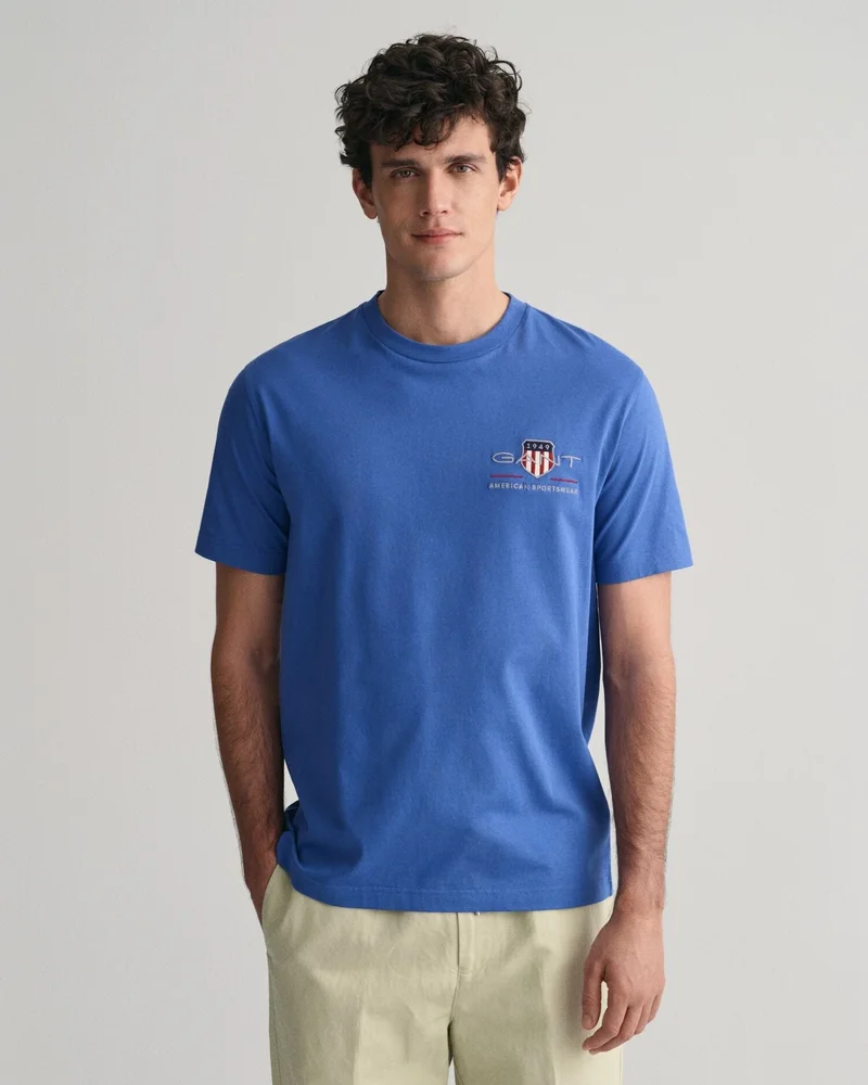 GANT Gant Regular Fit Archive Shield Embroidered Short Sleeve T-Shirt
