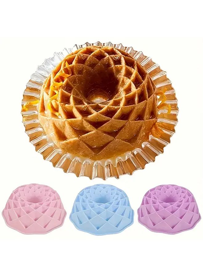1 Pc Pink Silicone Bird Nest Cake Mold With Layered Tube Design Nonstick Oven Safe Baking Pan For Even Heat Distribution Wavy Edge Smooth Surface Easy Release Precise Layers Bird Nest Shaped Desserts Durable Flexible Silicone Mold - Image 2