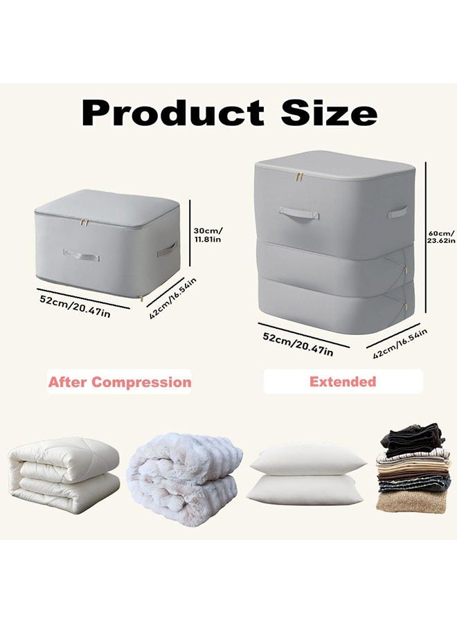 Arabest Clothes Storage Bag,Ultra Space Saving Self Compression Organizer, 3-Layer Zipper Large Capacity Storage Bag, Thick Satin Fabric Heavy Duty Bags for Comforters Blankets Bedding Duvet (Gray, X-Large, 21x17x24in)  - Image 2