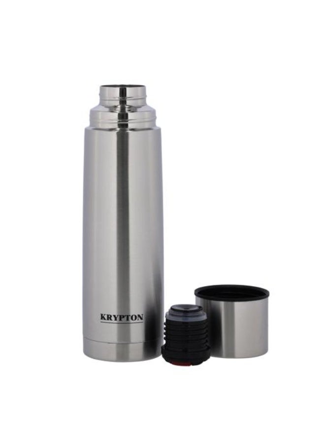 Krypton 1L Stainless Steel Vacuum Bottle KNVF6287 | Double Wall Insulated Flask Keeps Hot 18H & Cold 24H | Leak Proof Travel Thermos with Cup | Silver | 2 Years Warranty - Image 2