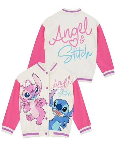 Disney Stitch Jacket For Girls | Lilo And Stitch Girls Jacket | Angel Varsity | Pink 8 - Image 1