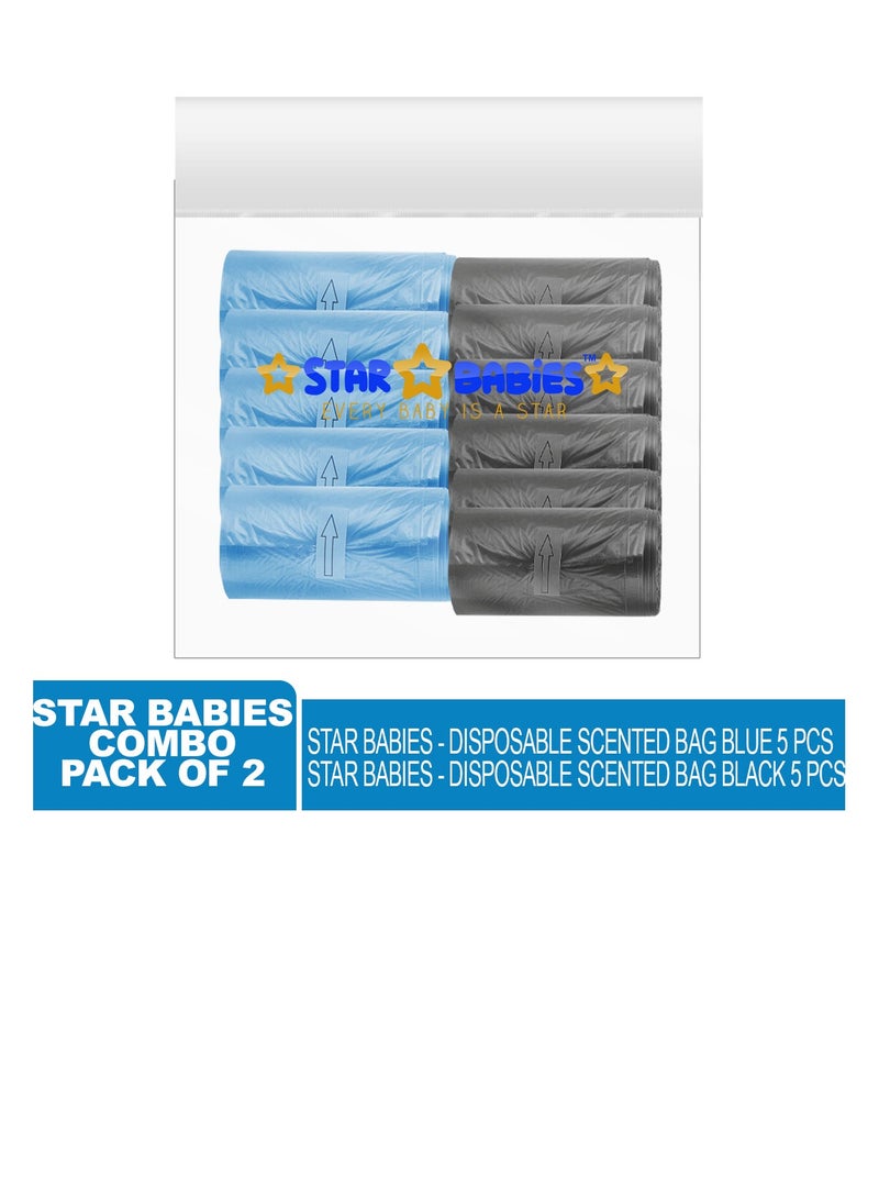 STAR BABiES Star Babies - Combo Pack of 2- Scented Bag Pack of 10 (150 Bags)- Blue and Black  - Image 2