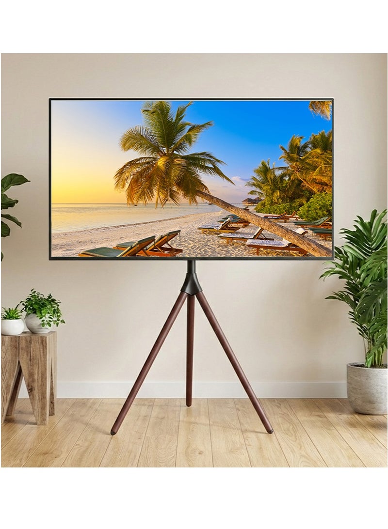آن فش حامل تلفزيون ثلاثي القوائم، حامل تلفزيون حديث لشاشة مسطحة LCD LED OLED مقاس 65 بوصة، حامل تلفزيون محمول على الأرض مع أرجل، ارتفاع قابل للتعديل، حامل تلفزيون زاوية للمكتب والمنزل - Image 4