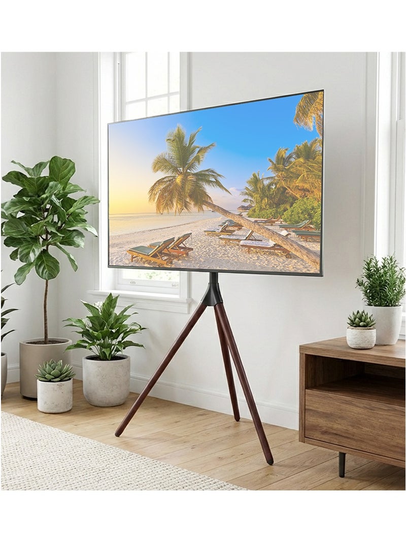 آن فش حامل تلفزيون ثلاثي القوائم، حامل تلفزيون حديث لشاشة مسطحة LCD LED OLED مقاس 65 بوصة، حامل تلفزيون محمول على الأرض مع أرجل، ارتفاع قابل للتعديل، حامل تلفزيون زاوية للمكتب والمنزل - Image 5