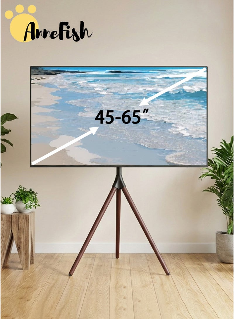 آن فش حامل تلفزيون ثلاثي القوائم، حامل تلفزيون حديث لشاشة مسطحة LCD LED OLED مقاس 65 بوصة، حامل تلفزيون محمول على الأرض مع أرجل، ارتفاع قابل للتعديل، حامل تلفزيون زاوية للمكتب والمنزل - Image 1