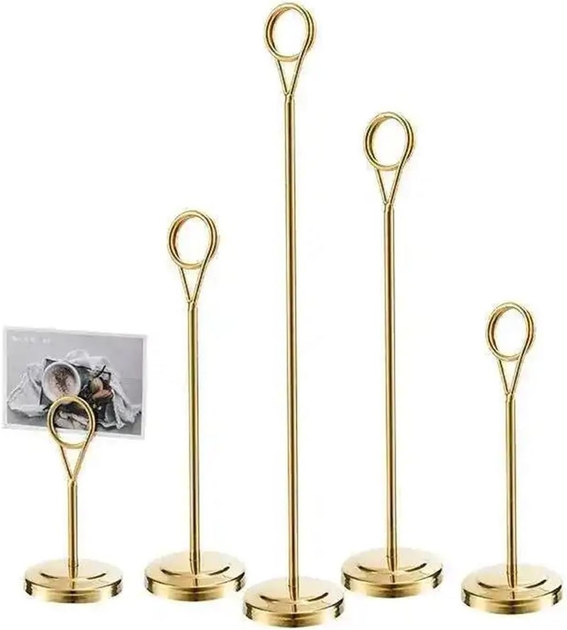 Place Card Holder 10Pcs Stainless Steel Table Number Holder Place Card Holder Table Picture Holder Wire Photo Holder Clip Menu Memo Note Stand(Gold Small) - Image 1