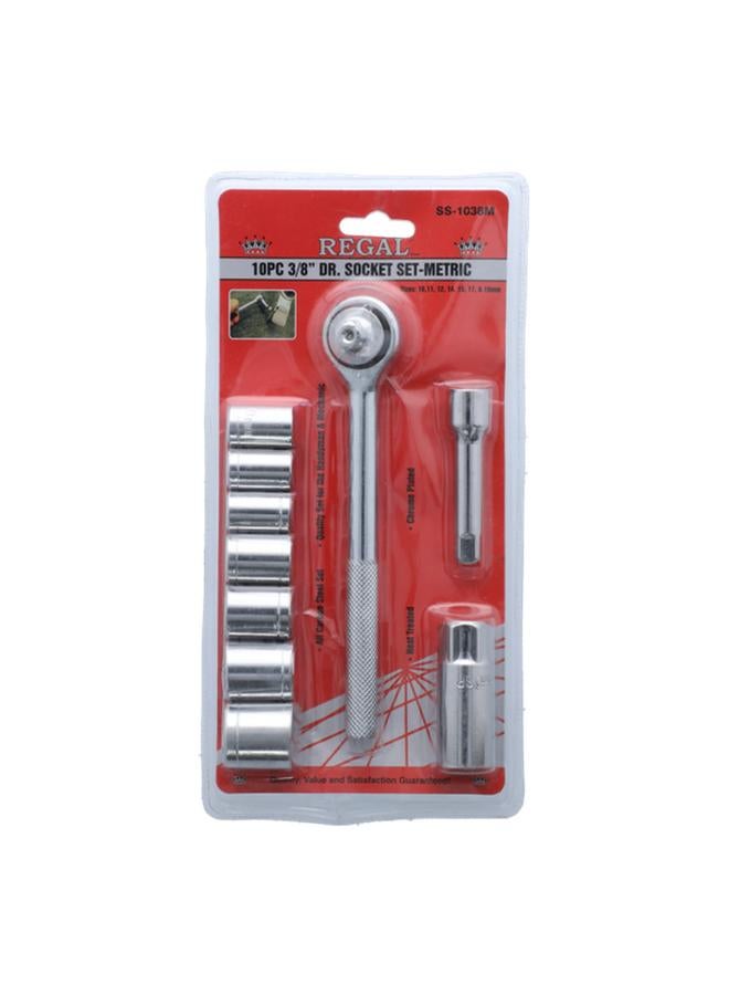 Regal Tools 10-Piece Drive Metric Socket Set Silver 3/8inch 