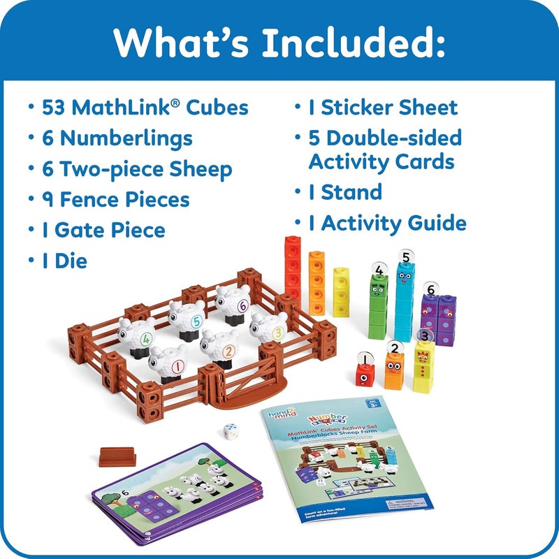 hand2mind hand2mind Numberblocks Sheep Farm MathLink Cubes Activity Set Preschool Learning Activities Counting Blocks Kids Educational Toys Number Math Manipulatives for Preschoolers Easter Gifts for Kids  - Image 2